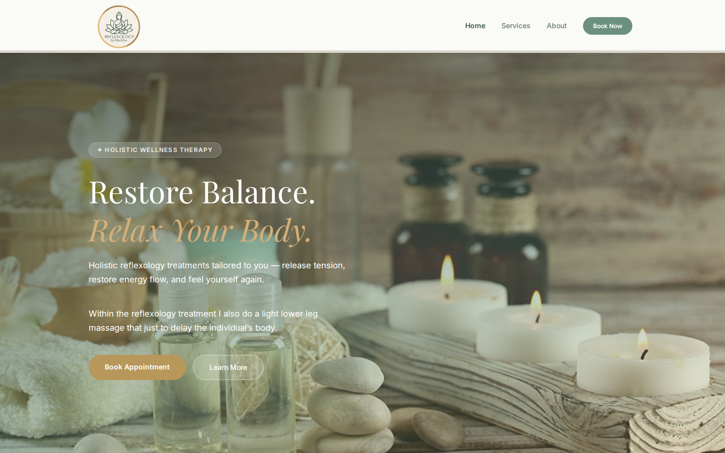 Reflexology by Martina website screenshot